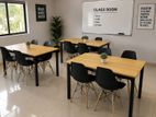 class room table with barista chair