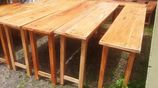 Class Table and Bench 6ft *15" Mahogani