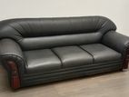 Classic Black Leather Sofa Set