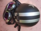 Classic Half Motorcycle Helmet with Goggles