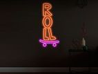 Club Neon Pub Retro Light Bulb Sign. Signboard on Brick Wall