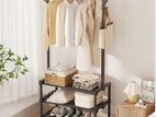 Coat Rack Balcony Metal Single Row - Black Garments Racks