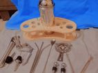 Cocktail Shaker Set with Wooden Stand