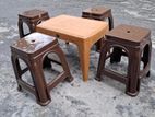 Coffee table with 4 stools full set
