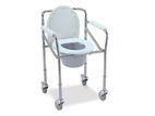 Commode Chair With Wheel- Chrome Plated