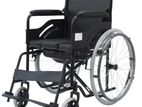 Commode Wheel Chair Powder Coated Black Edition With Safety Belt