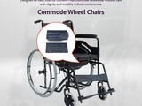 Commode Wheel Chair Powder Coated Black Edition With Safety Belt