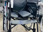 Commode Wheel Chair Powder Corted Black Edition with Safety Belt