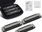 Conjurer 10 Hole Diatonic Blues Harmonica Set of 3 Keys with case