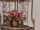 Corner Metal Stand with Artificial Flowers