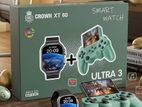 Crown XT60 Smart Watch + Ultra 3 Gamepad with Retro Games