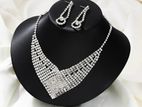Crystal Tassel Necklace with Earrings
