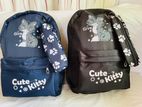 Cute Kitty School Bag with Purse