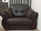 Damro Leather Sofa Full-Set Coffee Brown