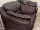 Damro Thessa Leather Sofa Full-Set Coffee Brown