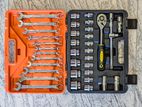 DEKE CR V 37 Pcs Combination Wrench Key & Box Socket Set Hand Tool Kit
