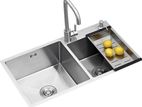 Double bowl stainless steel kitchen sink 82*45