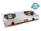 Double Burner Sliver Gas Cooker