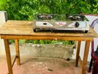 Double Gas Stove with Wood Table