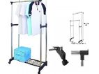 Double Pole - Clothes Rack Telescopic Cloth ද්විත්ව ඇඳුම් රාක්කය