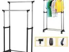 Double Pole Clothes Rack = Telescopic Cloth - ද්විත්ව ඇඳුම් රාක්කය