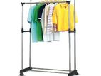 Double Pole Clothes Rack = Telescopic Cloth - ද්විත්ව ඇඳුම් රාක්කය