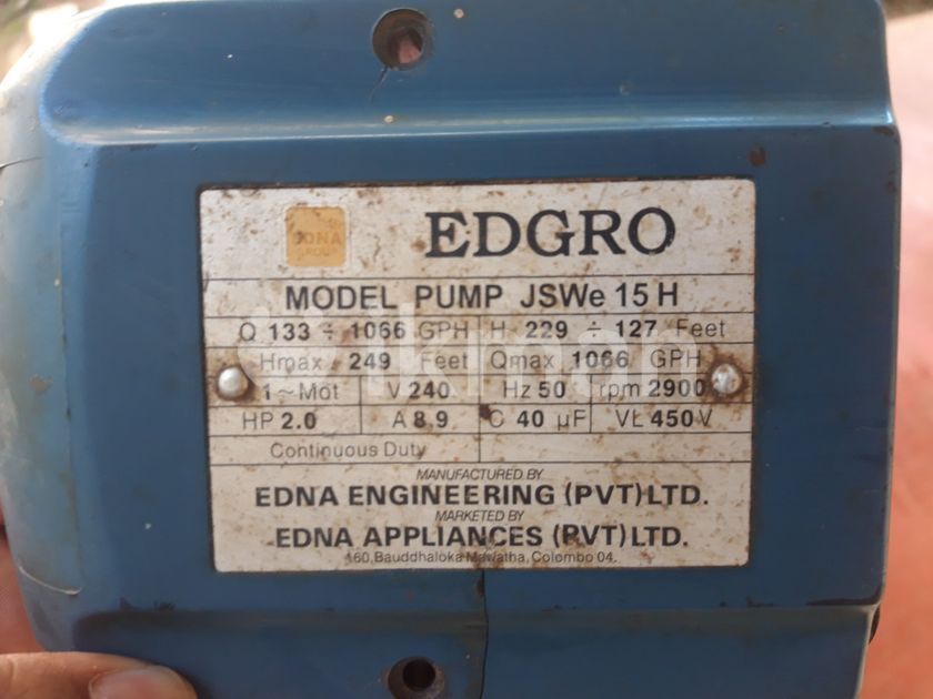 Edgro Water Pump 2hp Kandy City ikman
