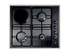 Elba 3 Gas Burner Cooker Hob with Electric Hot Plate (Black)