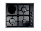 Elba 3 Gas Burner Cooker Hob with Electric Hot Plate (Black)