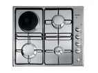 Elba 3 Gas Burner Cooker Hob with Electric Hot Plate (Silver)