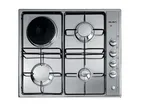 Elba 3 Gas Burner Cooker Hob with Electric Hot Plate (Silver)