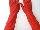 Elbow Length Rubber Gloves Pair Red Color