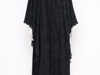 Black Butterfly Abaya with Floral Embroidery