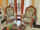 Elegant Vintage Hand-Carved Wooden Armchair Set (2 Chairs)