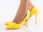 Elegant Yellow Bow Heels