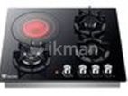 Euro Cooker Hob 3 Gas Burner + 1 Hot Plate Glass JZG4006E