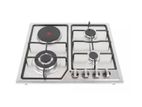 Euro Cooker Hob 3 Gas Burner + 1 Hot Plate Stainless Steel EUCTS6