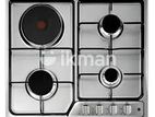 Euro Cooker Hob 3 Gas Burner + 1 Hot Plate Stainless Steel