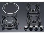 Euro Cooker Hob Square 3 Gas Burner + 1 Infrared Glass EUCTG60BK