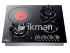 Euro Cooker Hob Square 3 Gas Burner + 1 Infrared Glass EUCTG60BK