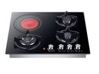 Euro (Turkey) 3 Gas Burner 1 Electric Cooker Hob Glass Square