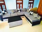 Ex Heavy Large 8*4ft L Sofa Set with Pillows and Stool Code 456