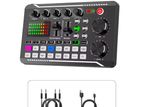 F998 Podcast Live Equipment, Professional Sound Card Mixer