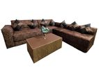 Fabric Large L Sofa with Pillows and Stool Code 689