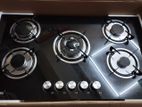 Five Gas Burner Cooker Hob - Black (Glass Top)