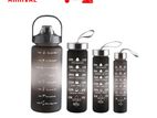 Flipco Set of 4 IN 1 Water Bottle with Motivational Time Marker