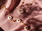 Floral Pearl Necklace with Bracelet