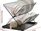 Foldable Dish Drying Rack X-Shape 2 Tier Drainer