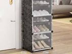 Foldable Shoe Rack | 6 Layer Plastic Shoes with 3 Door Cover