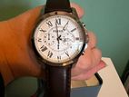 Fossil Grant Chronograph Beige Dial Brown Lether Strap Watch-FS4735